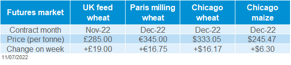Grain futures prices